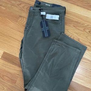 Liverpool Olive Green Relaxed Straight Fit Cotton Twill Denim